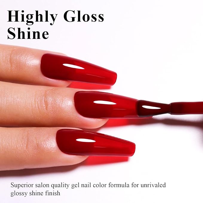Imtiti Red Gel Nail Polish, 15ML Cherry Dark Red Gel Polish Christmas Red Soak Off LED UV Autumn Winter DIY Art Starter Manicure Salon