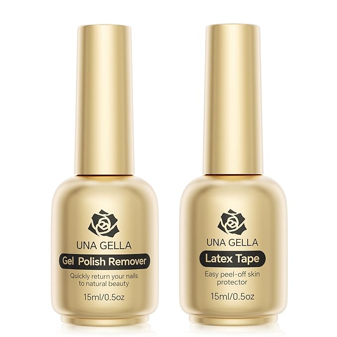 UNA GELLA Gel Polish Remover, Acetone-Free Gel Remover For Nails With Air Dry Liquid Latex Tape For Nail Care - Quick & Easy Low Odor Nail Removal Kit No Need Wrapping