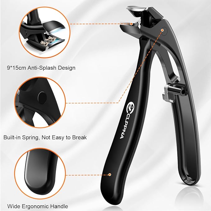 Toenail Clippers for Seniors, 2025 Upgrade Angled Head Nail Clippers for Men with Catcher, CLPPNA Ergonomic Toenails Clipper for Thick Toenails Long Handle, Sharp Wide Jaw Fingernail Clippers Adult