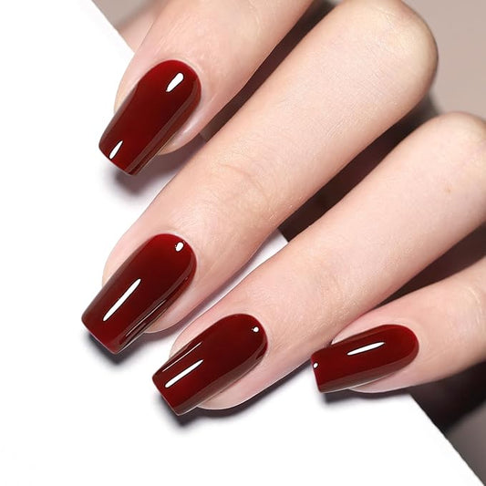15ml Dark Red Gel Nail Polish, Claret-Red Color Soak Off UV LED Nail Gel Polish Nail Art Starter Manicure Salon DIY at Home, 0.51 OZ
