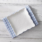 YBKTEX Ceramic Plate, Square Embossed Lace Plate - Image 4