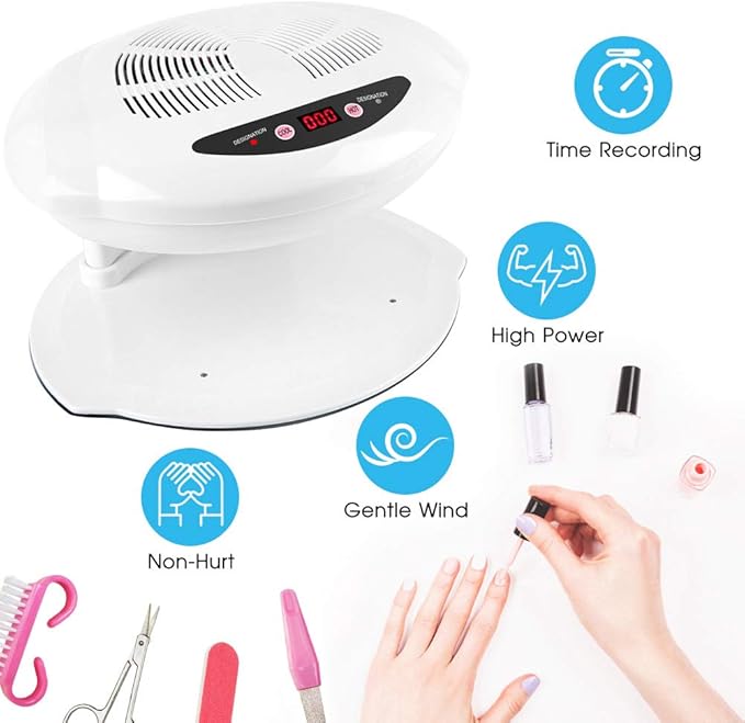 Ejoyous Nail Polish Dryer for Hands and Feet, 2 in 1 Cool/Warm Air Blow, LED, White