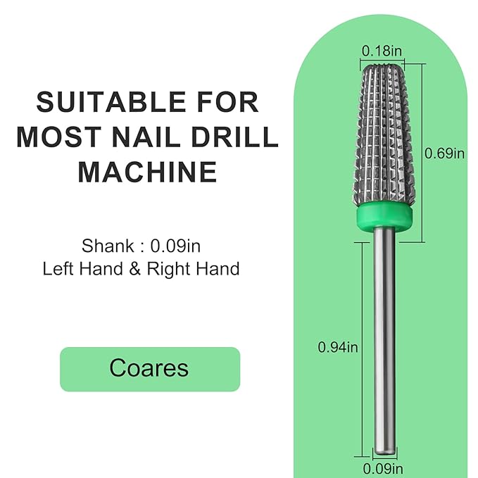 5 in 1 Nail Drill Bits, 3/32'' Professional Carbide Tungsten Multi-function Bits, Suitable for Manicure Pedicure Cuticle Gel Polishing, Technicians Bits (Coarse - C, Silver)
