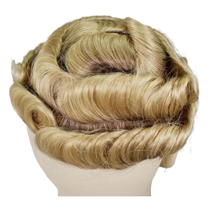 Human Hair Toupee for Men 10x8 Inch,European Human Hair Lace Front Natural Hairline Hair Pieces with 0.06mm Thin Skin PU V-looped Men's Hair Replacement System (#4T613 color,100% human hair)