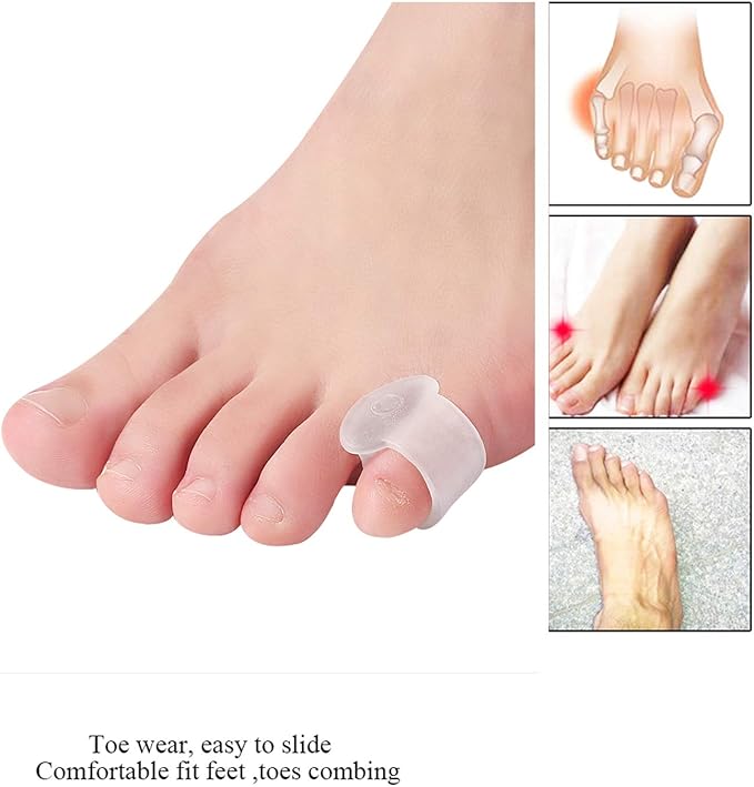 10 Pcs Pinky Toe Splint, Gel Toe Separators, Little Toe Straightener Hammer Toe for Men Women Walking, Running, Overlapping, Bunion Corrector and Bunion Relief