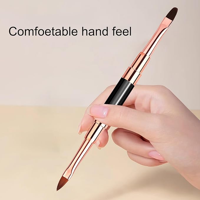 Wokoto 6 Pcs Double-Ended Acrylic Nail Brushes Set - Gel Polish Nail Art Design Pen Painting Tools - Liner and Ombre Brush for Acrylic Application - Salon at Home DIY Manicure