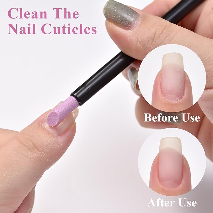 10Pcs Stoe Sanding Nail File Tools Nail File Cuticle Removal Buffer Washable Pedicure Manicure Pen Cuticle Pusher Stick for Nail Care
