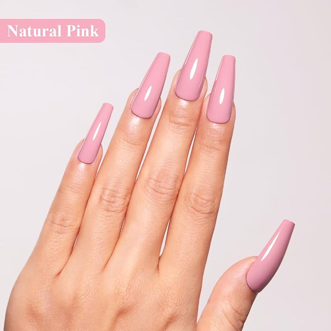 Imtiti Nude Gel Nail Polish - Natural Pink, 15ML Soak Off LED UV Gel Nail Polish Kit for Autumn Winter DIY Nail Art Manicure Salon