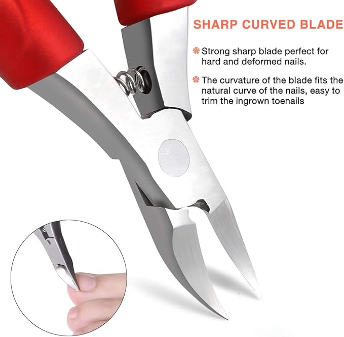 BEZOX Ingrown Nail Clippers - Precision Thick Toenail Clipper for Ingrown and Curly Nails, Comfort Grip Fingernail Clipper, Ergonomic Handle Toenail Scissors for Seniors