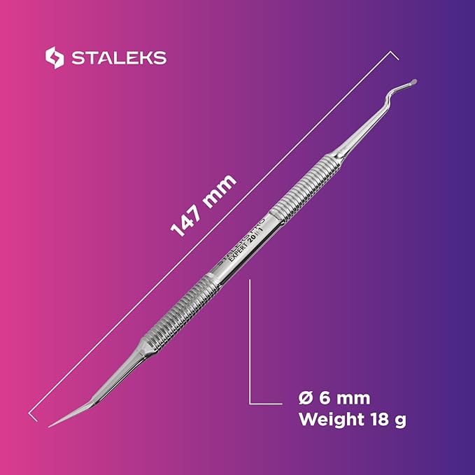 Staleks Pro Expert 20 Pedicure Curette Type 1 – Hemisphere Curette and Toenail Cleaner – Stainless Steel – for Professional Pedicure