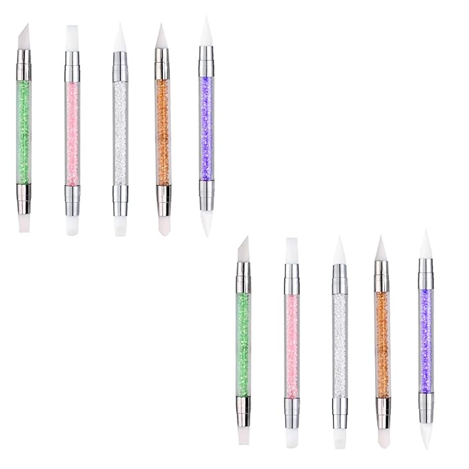 5pcs Nail Sculpture Pen Dual Tipped Nail Art Sculpture Pen, Nail Art Tools for Home Salon for Design Nail Carving Drawing Shaping Effect DIY Gel Manicure Tools (2KIT-MULTICOLOR)
