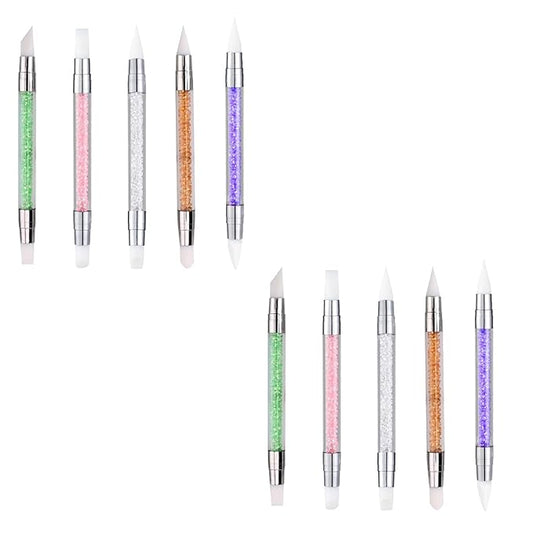 5pcs Nail Sculpture Pen Dual Tipped Nail Art Sculpture Pen, Nail Art Tools for Home Salon for Design Nail Carving Drawing Shaping Effect DIY Gel Manicure Tools (2KIT-MULTICOLOR)