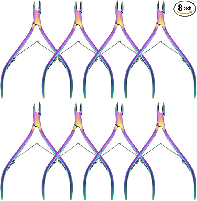 8Pieces Cuticle Trimmer Cuticle Nipper Cuticle Remover Cuticle Cutter Stainless Steel Cuticle Cutter Clipper Nail Tools for Fingernails and Toenails (Rainbow)