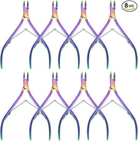 8Pieces Cuticle Trimmer Cuticle Nipper Cuticle Remover Cuticle Cutter Stainless Steel Cuticle Cutter Clipper Nail Tools for Fingernails and Toenails (Rainbow)