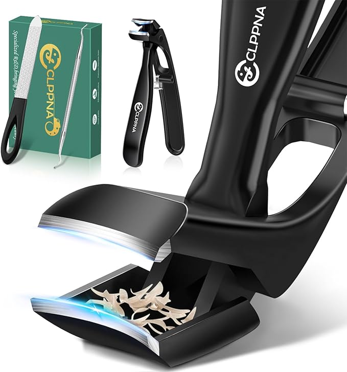 Toenail Clippers for Seniors, 2025 Upgrade Angled Head Nail Clippers for Men with Catcher, CLPPNA Ergonomic Toenails Clipper for Thick Toenails Long Handle, Sharp Wide Jaw Fingernail Clippers Adult