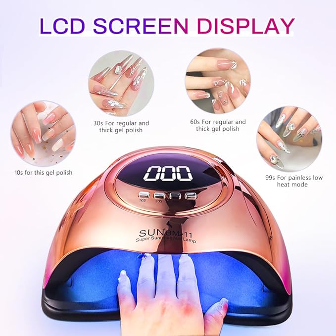 New 66 LED/UV Nail Dryer with Smart Sensor - 10s Quick Dry, 280W High Power, 4 Timers & LED Display, Hands-Free Auto On/Off for Gel/Polish/Lacquer (Home Salon Essential)