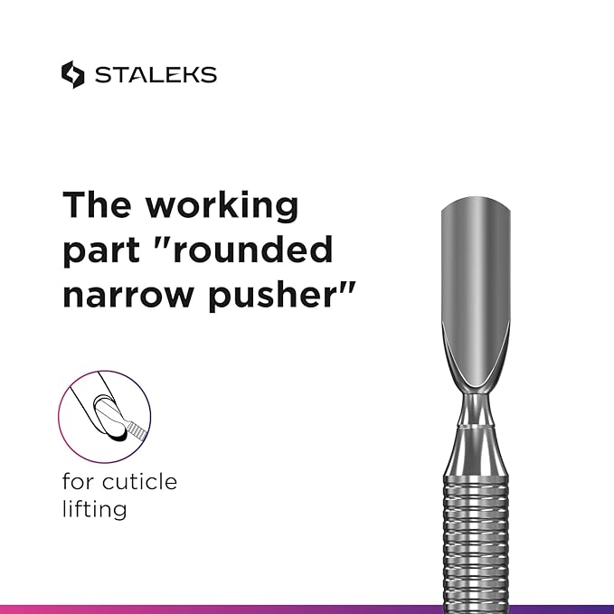 Staleks Pro Manicure Pusher Expert 30 Type 1 – Dual-Ended Rounded Pusher – Stainless Steel – Professional Cuticle Tool