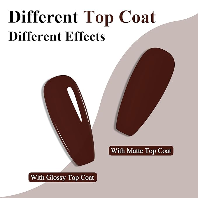 Imtiti Brown Gel Nail Polish, Dark Brown Gel Polish High Gloss Soak Off UV LED Autumn Winter Art Manicure Salon DIY Design 10ML