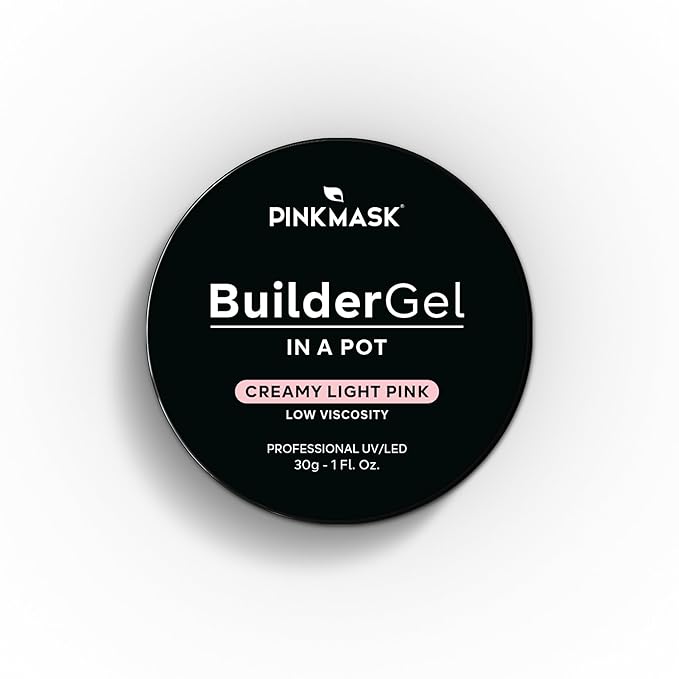 PINK MASK Builder Gel in a Pot 30g Creamy Light Pink, Nail Extension/Strengthener in a Pot, Hard Gel for Nails, Sculpting UV/LED Acrylic Manicure Nail Art