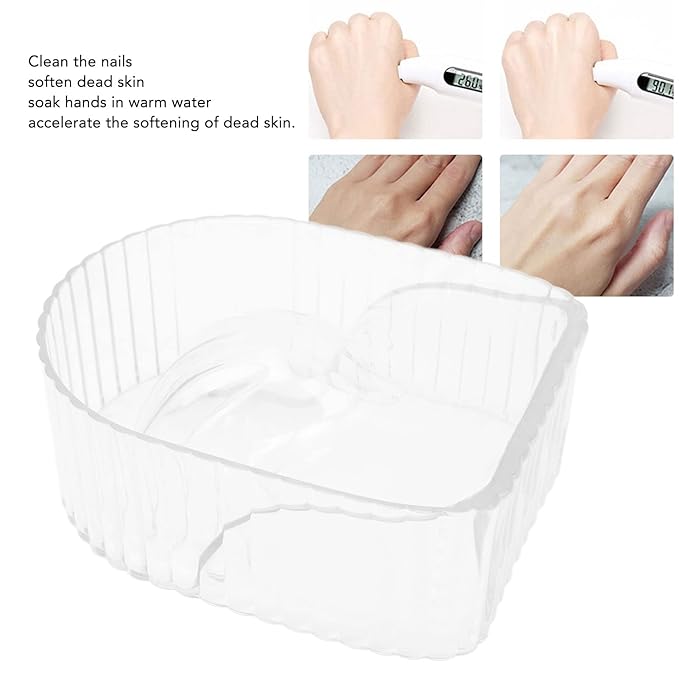 Nail Soaking Bowl, Manicure Bowl, Hand Soaking Bowl, Soak Bowl Dip Powder Nail Polish Remover, Acrylic Soften Dead Skin Clean Nail Manicure Wash Soaker Tray for Beauty Salon (Transparent)