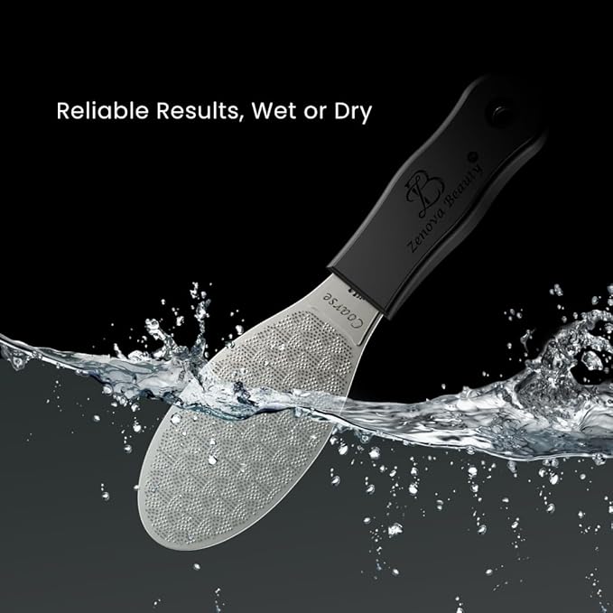 Stainless Steel Foot File with Silicone Grip – Professional Podology Pedicure Tool, ISO Certified, 3000+ Pedicures, Callus Remover, Safe for Diabetics, 2-Year Warranty (Jet Black)