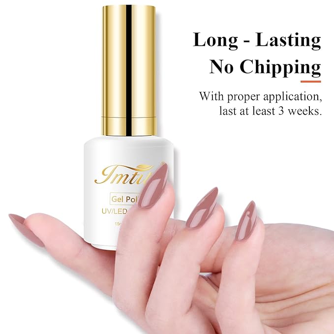 Imtiti Gel Nail Polish, 0.5 Fl Oz Varnished Rosewood Nude Neutral Gel Polish, DIY Nail Art Starter Kit for Women Girls
