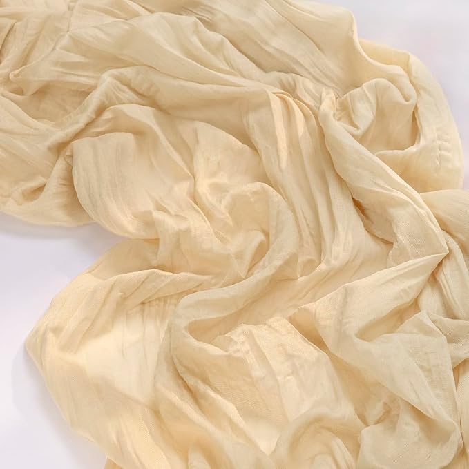2 Pack Champagne Cheesecloth Table Runner 10ft Boho Sand Gauze Decor | - Image 3