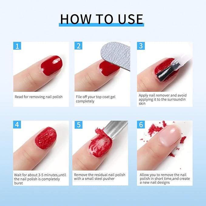 18ml Magic Remover Gel Polish - Quick Soak-Off Nail Polish Remover for Gel & Regular Polish, Easy Gel Nail Polish Remover for At-Home & Salon Use (1SET, 18ML)