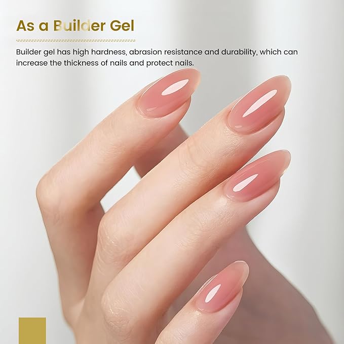 JODSONE Base Coat Gel,16.5ml 3-in-1 Builder Base Coat Gel No Wipe Foundation, Nail Tips & Overlay Structure, Long Lasting, U V/LED Curing for DIY Nail Art