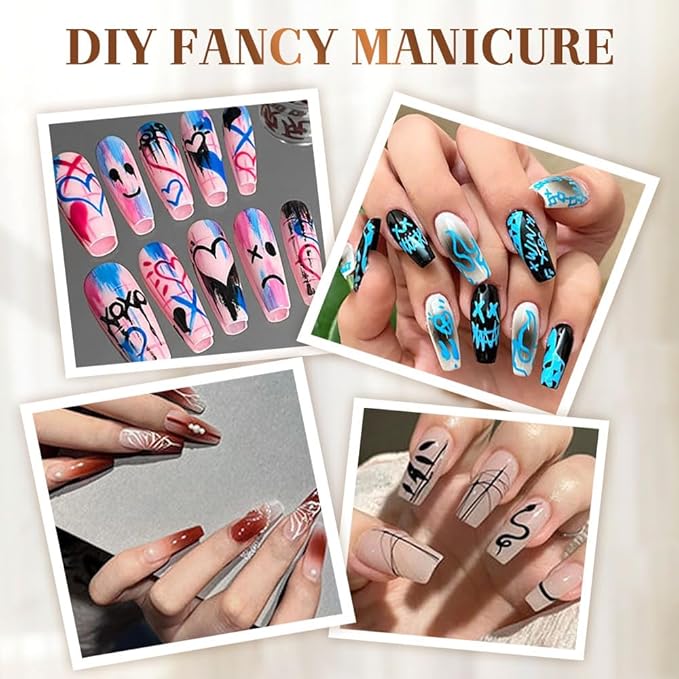 12 Colors Nail Art Pens Set, 2026 New Nail Art Markers for Gel Nails, 3D Nail Polish Markers Quick Dry Graffiti Dotting Point Liner Pens Acrylic Paint Pens for Drawing Painting DIY Nail Art (2 Set)