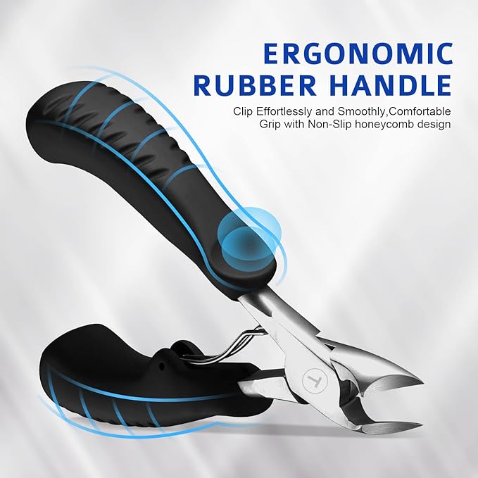 Nail Clipper for Ingrown or Thick Nail, Kaasage Podiatrist Toenail Clippers with Surgical Stainless Steel Sharp Curved Blades & Anti-Slip Handle, Professional Nail Cutter for Men, Women and Seniors