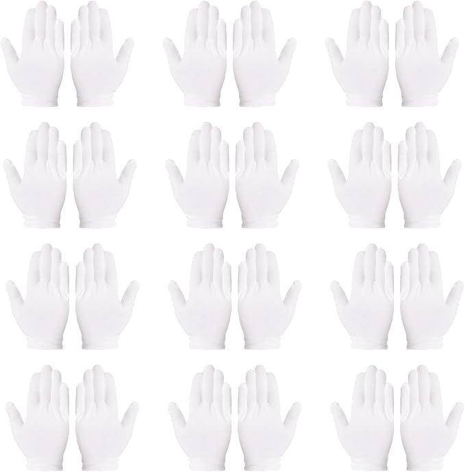 12 Pairs White Cotton Gloves Premium Moisturizing Hand Protection for for Dry Hands Sleeping Eczema Relief for Men and Women