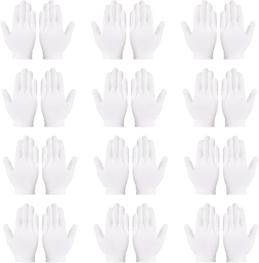 12 Pairs White Cotton Gloves Premium Moisturizing Hand Protection for for Dry Hands Sleeping Eczema Relief for Men and Women