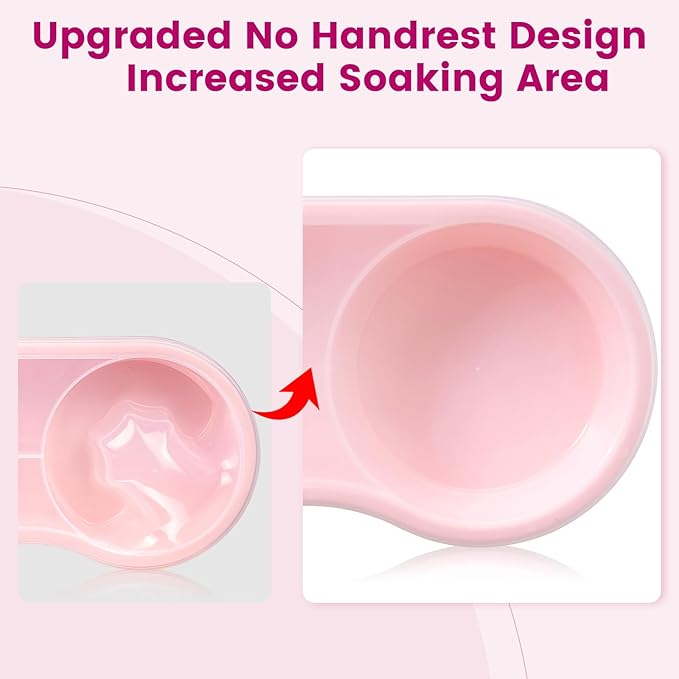 Quaferen Dual Nail Soaking Bowl: 3nd Generation 2-in-1 Manicure Bowl Acetone Proof for Women, Time-Saving Soak Off Gel Nail Polish Dip Powder Acrylic Removal Kit for Salon Home (Normal Size, Pink)