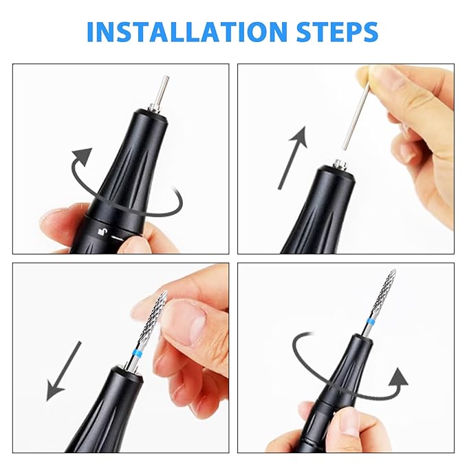 3/32" 5 in 1 Professional Carbide Nail Drill Bits Sets, 3 Pack Tungsten Safety Drill Bits Tech, Cuticle Bit Fast Remove for Manicurist Nail Salon Manicure Pedicure Gel Polishing (3 Shapes)