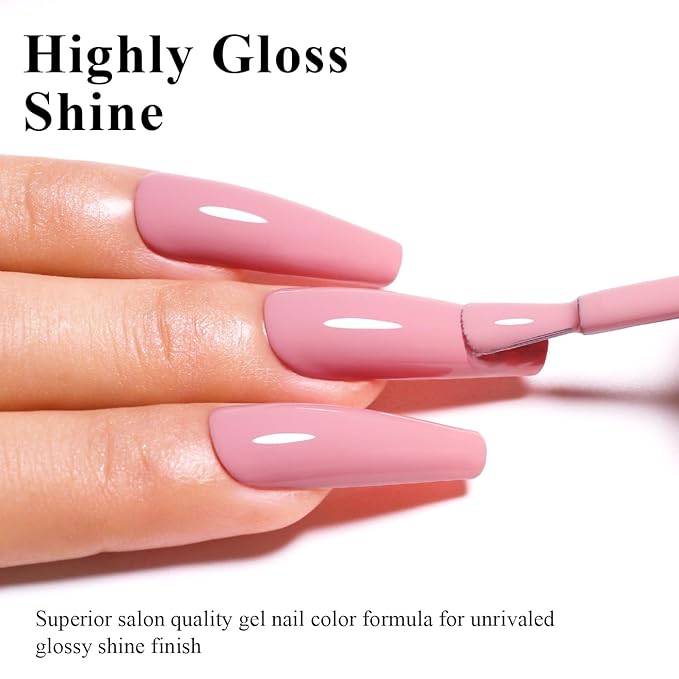 Imtiti Nude Gel Nail Polish - Natural Pink, 15ML Soak Off LED UV Gel Nail Polish Kit for Autumn Winter DIY Nail Art Manicure Salon