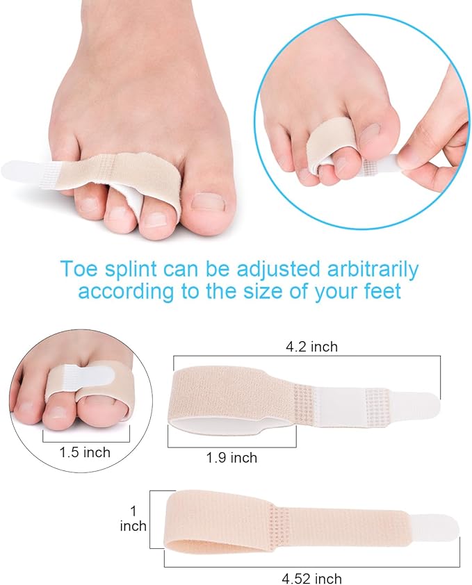 12 Pack Fabric Hammer Toe Corrector, Reusable Broken Toe Protectors Buddy Taped Wraps, Hammertoe Straightener, Toe Splint for Broken Toe, Crooked Toes, Bent Toes
