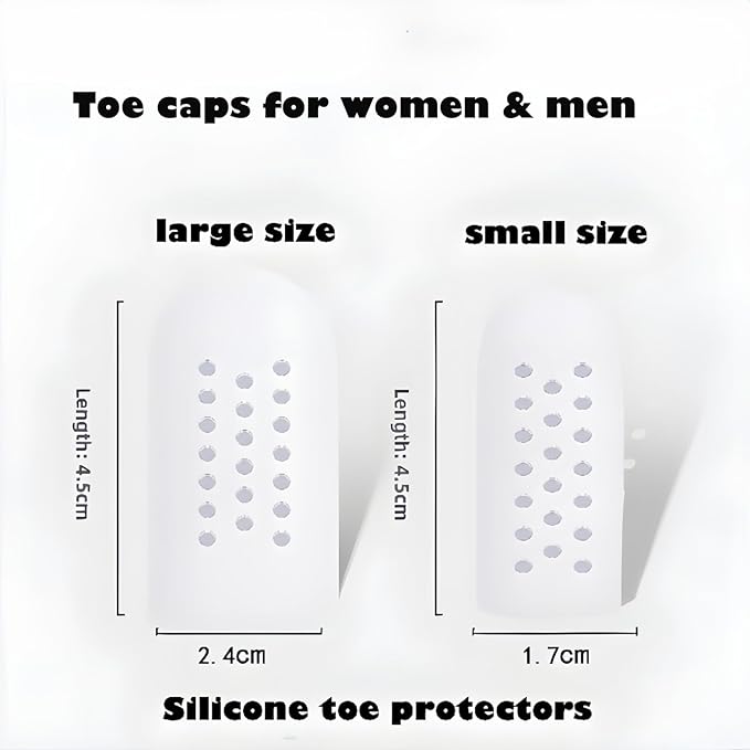 10 Pack Toe Caps and Toe Protectors for Women & Men Silicone Toe Covers Cushions for Pain Relief,Toe Bandages and Sleeves for Ingrown Toenails,Corns,Calluses,Blisters(4L +6 S) (White)