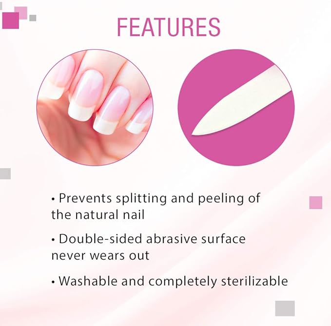 Nail Tek Crystal File - Glass Nail File with Case, Durable & Gentle for Natural Nails, Travel-Friendly Design, Fuchsia, Mini 3"