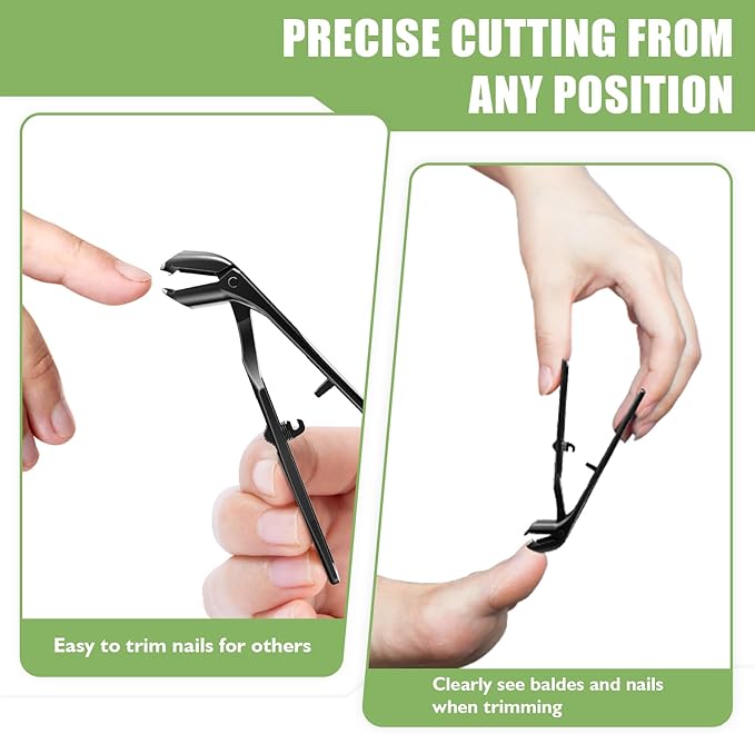 Toenail Clippers for Seniors Thick Toenails, Angled Head Toe Nail Clippers for Thick Nails, Heavy Duty Nail Clippers for Men, Fingernail Clippers Adult with Catcher Long Handle - Black