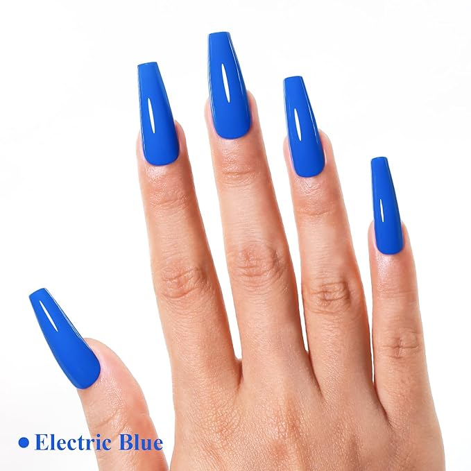 Imtiti Blue Gel Nail Polish, Electric Blue Nail Gel Polish High Gloss Soak Off UV LED Spring Summer Nail Art Manicure Salon DIY Design 10ML