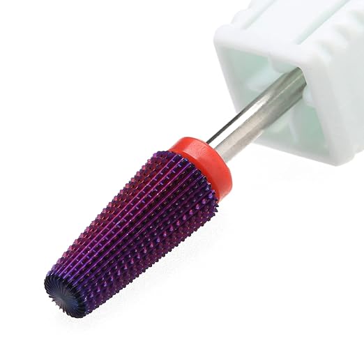 5 in 1 Nail Drill Bits,Multi-Function Straight Cut for Both Left and Right Handed,Carbide Tungsten Steel bits for Acrylic Nail Gel Fast Remove (F, Purple)