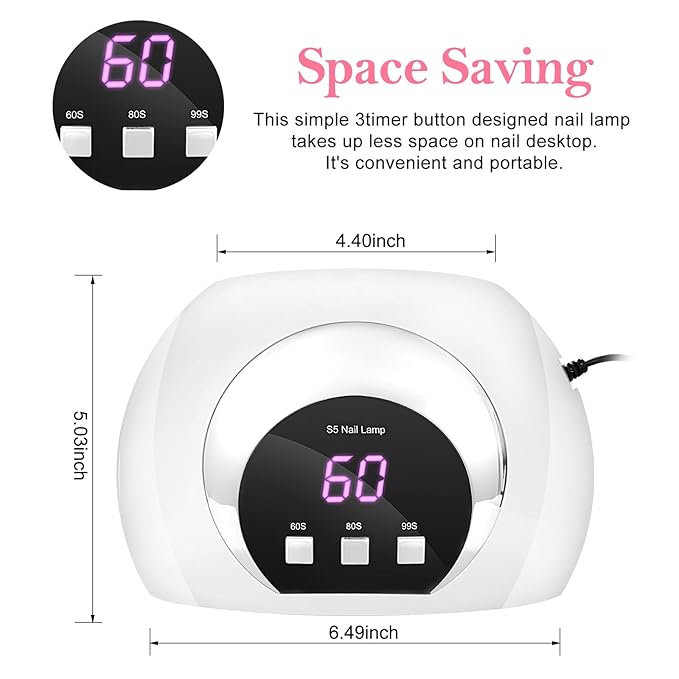 Wisdompark UV LED Nail Lamp, 54W UV Light for Gel Nails with Automatic Sensor/3 Timer Setting Professional Nail Dryer Gel Polish Curing Lamp Nail Art Tools