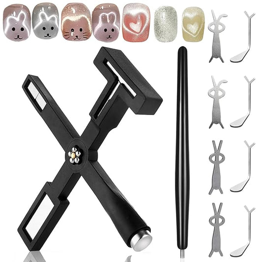 Cat Eye Nail Magnet Tool - Quick Rabbit, Heart Effect, Y-Shaped Magnet for Nails, Heart Cat Eye Gel Nail Polish Magnet Stick, Magnetic Nail Art Tools for DIY Home Studio Salon - 10pcs
