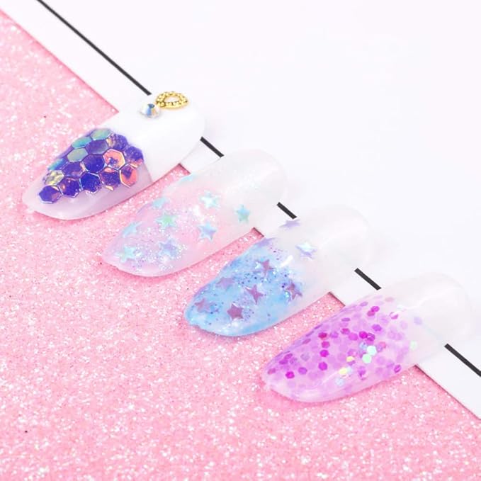 Nail Art Flakes 3D Shiny Acrylic Glitter Sequin Decoration Sparkles DIY Charms Mermaid Pearl 12 Pots