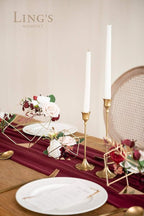 Ling's Moment 14Ft Burgundy Table Runner, Wedding Chiffon Table Runners | - Image 3