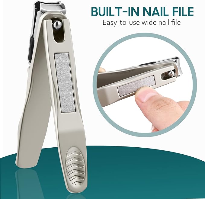 Nail Clippers for Seniors, 360 Degree Rotary Fingernail and Toenail Clippers with Long Handle Ultra Sharp Sturdy Stainless Steel Heavy Duty Large Toe Nail Clippers with Catcher for Men Women