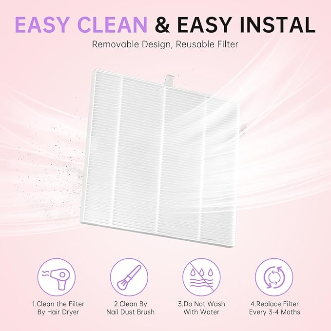 Nail Dust Collector, Powerful Vacuum Fan Vent Dust Collector Extractor Dust Suction Machine for Acrylic Nails Polishing, Nail Salon&Home, Purple Diamond