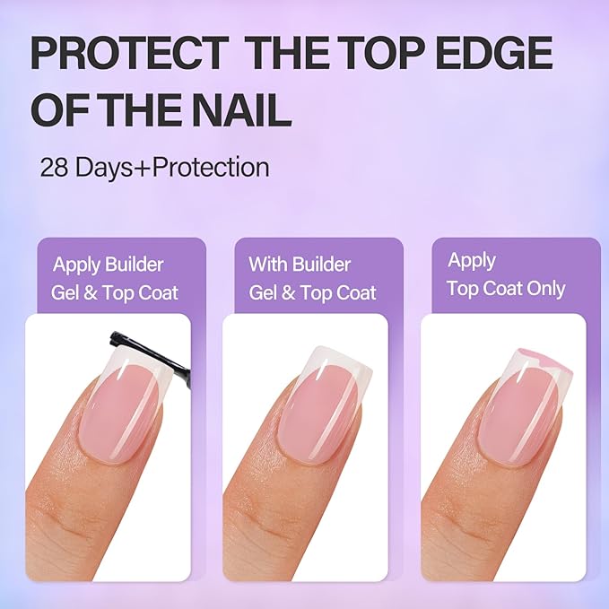 Vansiho Pink French Gel Nails Kit - Short Square Nail Tips with Nail Gel, Top Coat and Nail Lamp for Gift and Nail Art DIY