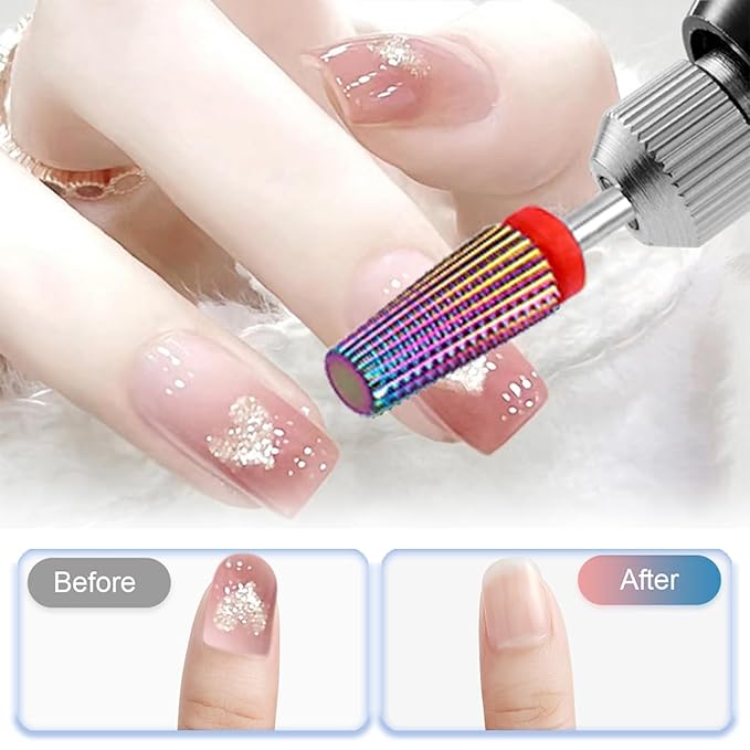 Mesee 2 Pieces Tapered Nail Drill Bit Set, 3/32 Inch Shank Tungsten Steel Tapered Shape Nail Drill Bits Burrs Nails File Manicure Pedicure Tool Accessory for Gel Nail Cuticle Dead Skin Remover